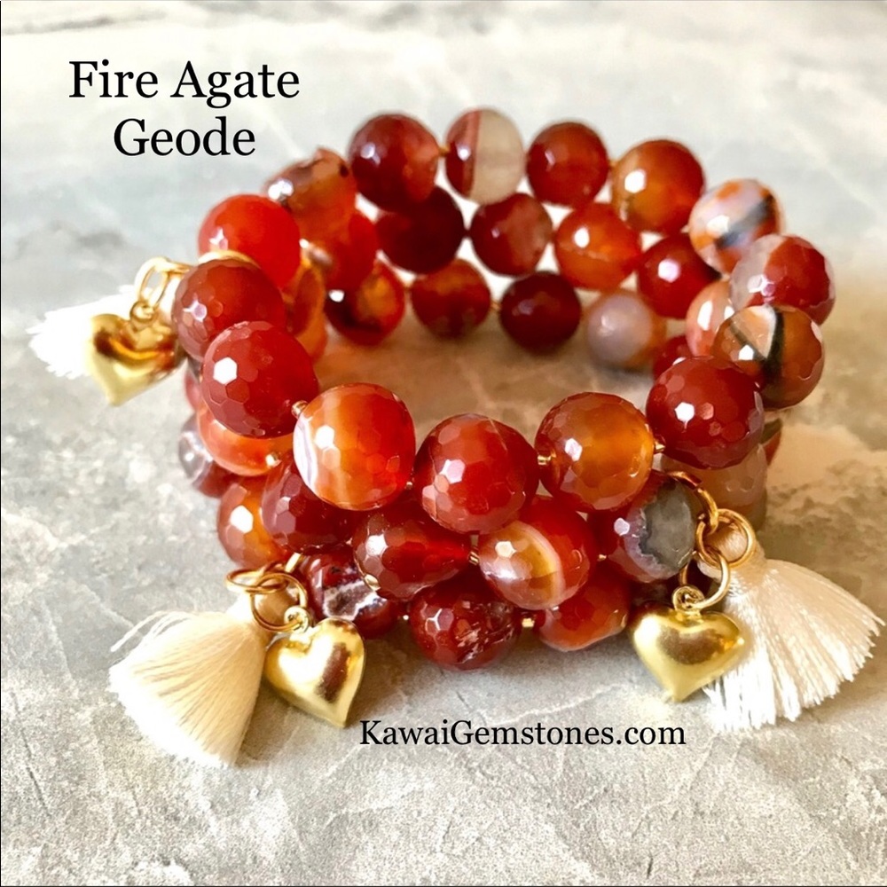 ✨Hearts Afire Bracelet✨Natural Geode✨